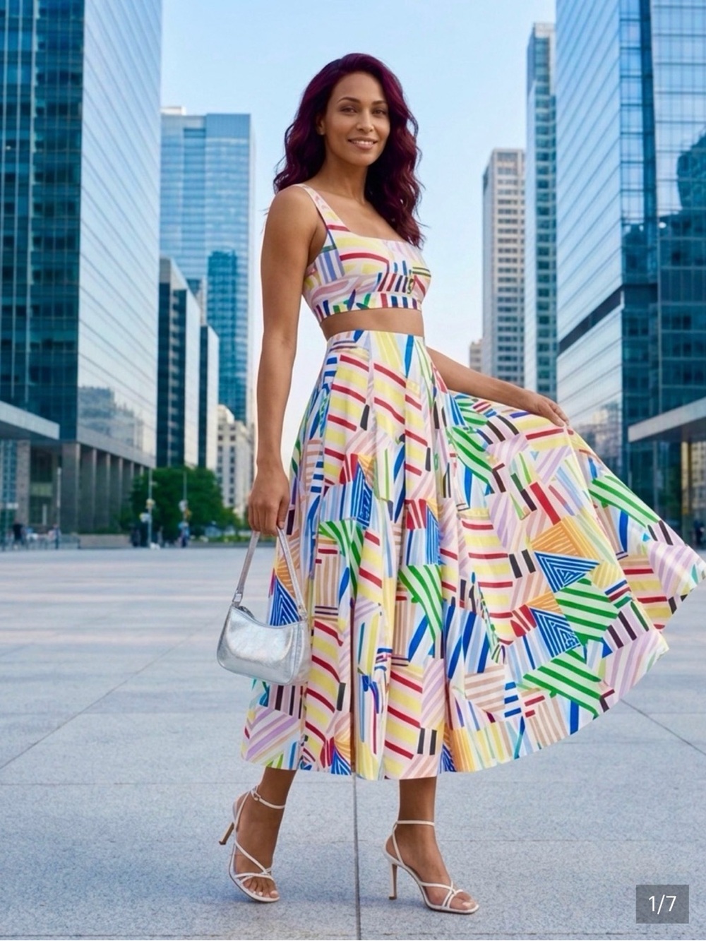 Rosie Assoulin Madras Multicolor Midi Skirt
